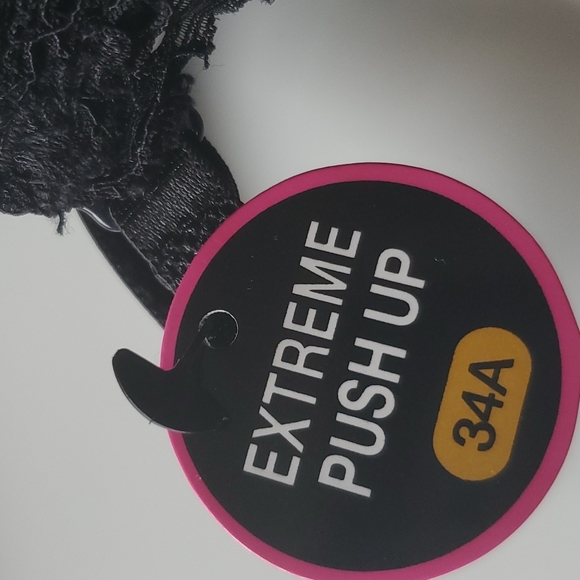 Rene Rofe Extreme Push Up Bra 34 A Womens Black  Lace Overlay Underwired - Picture 6 of 7